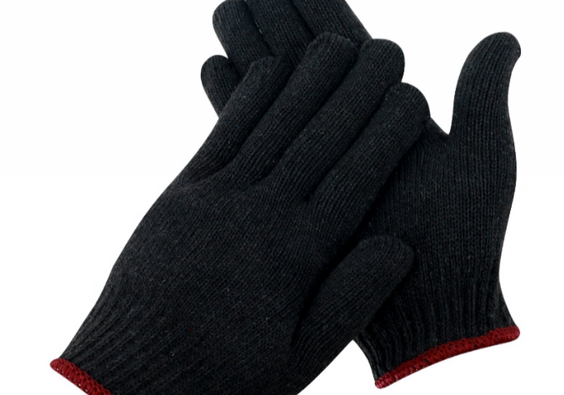 Black grey cotton yarn gloves