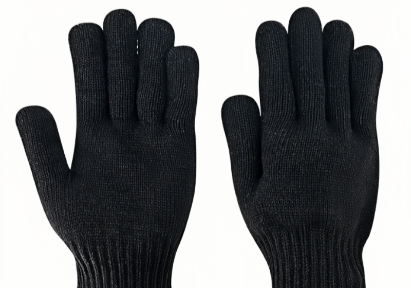 Black grey cotton yarn gloves