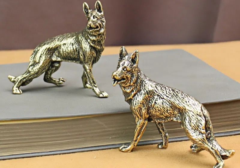 Antique brass dog