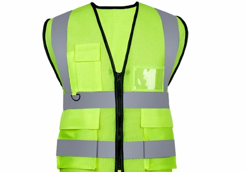 Reflective vest straps with multiple pockets for construction sanitation clothing
