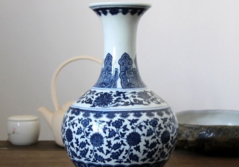 Antique blue and white porcelain vase