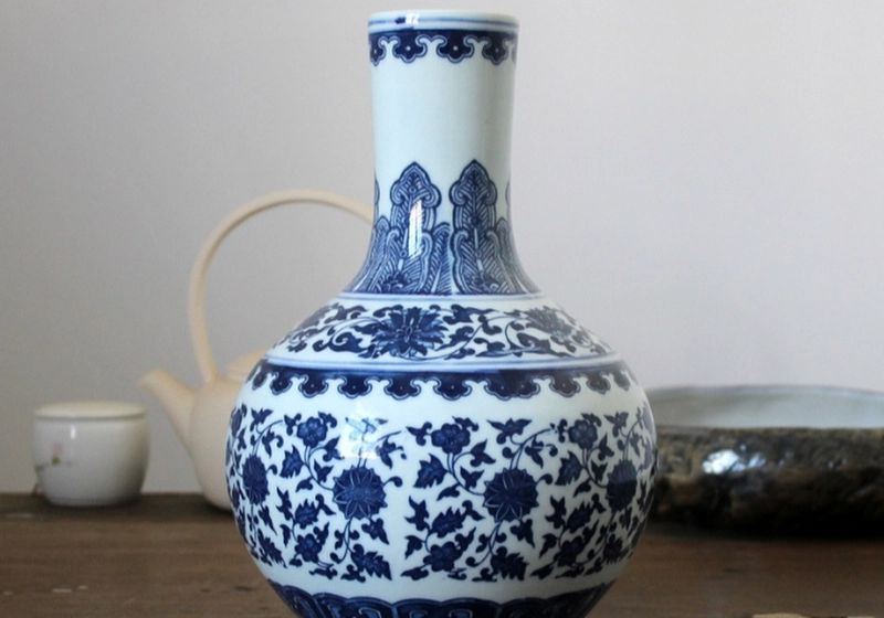 Antique blue and white porcelain vase