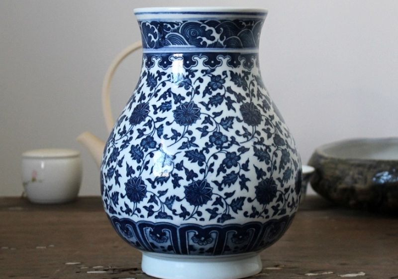 Antique blue and white porcelain vase